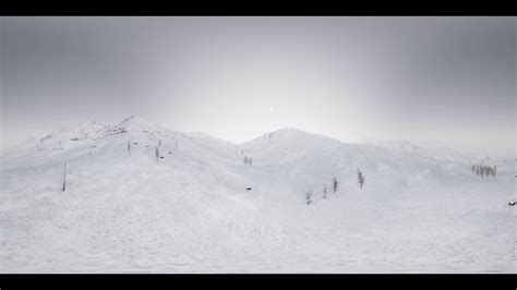 Vr 360 Camera Moving Above The Snow Rocky Mountains Ridges In A Cold