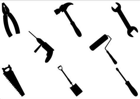 Construction Tools Silhouette Vector Graphics Pack Silhouette Vector