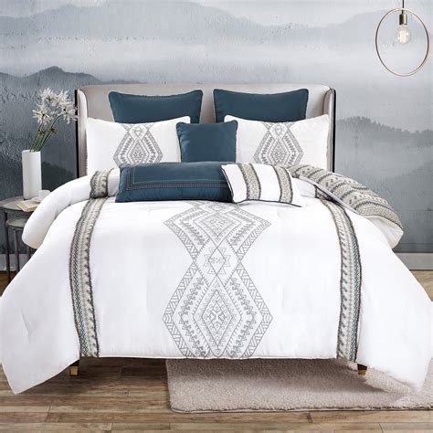 Hgmart Bedding Comforter Set Bed In A Bag 8 Piece Luxury Embroidery