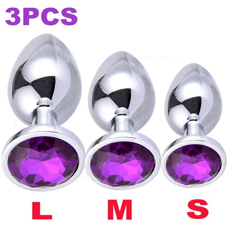 3pcs Stainless Steel Butt Toy Insert Plug Metal Jeweled Plated Stopper