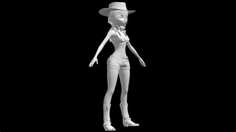 3d Model Cartoon Cowgirl Vr Ar Low Poly Cgtrader