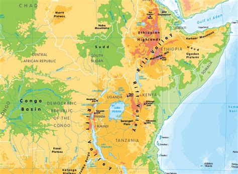 The africa physical map highlights that the atlas mountains traverse northwestern africa, through morocco, algeria, and tunisia. Physical map of Africa - small wall map - £10.99 : Cosmographics Ltd