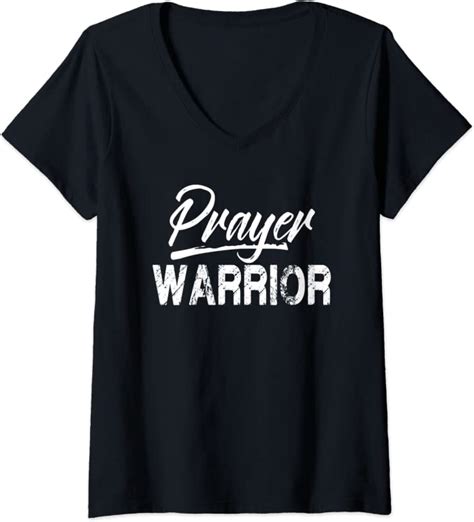 Womens Prayer Warrior V Neck T Shirt Clothing Shoes