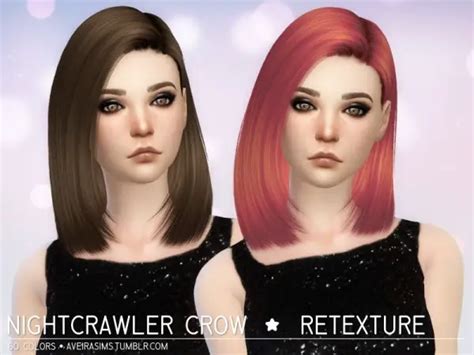 Sims 4 Hairs Aveira Sims 4 Nightcrawler`s Crow Hair Retextured