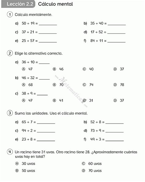 CALCULO MENTAL EJEMPLOS RESUELTOS DE MATEMATICA 3TERCERO BASICO PDF
