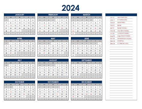 2024 Ireland Annual Calendar With Holidays Free Printable Templates