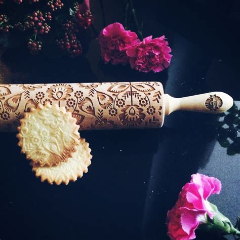 Folk Flowers Rolling Pin Embossing Rolling Pin Engraved Etsy