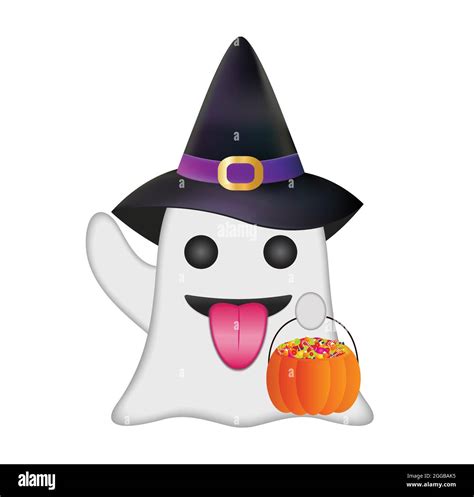 Ghost Emoji Vector Illustration Isolated Halloween Ghost Emoticon On