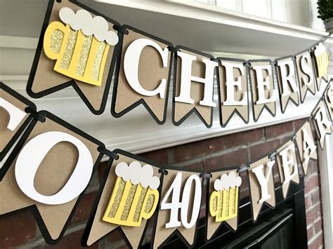 Cheers To 40 Years Banner Birthday Banner Birthday Etsy In 2021