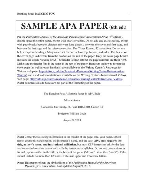 Sample Apa Papers Free 6 Sample Apa Format Title Page Templates In