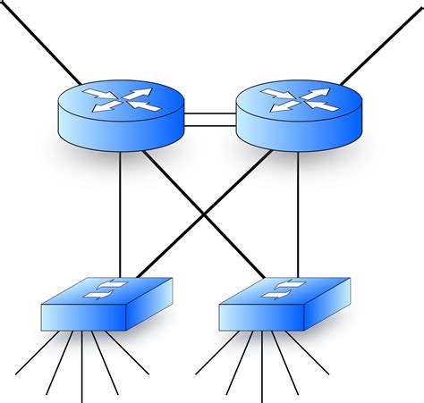 Clipart - Redundant network - routers and switches