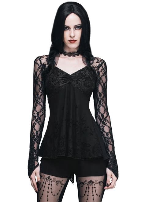 Devil Fashion Lace Sleeve Gothic Tunic Top Attitude Clothing