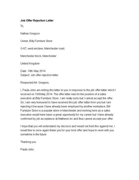 Email Job Offer Rejection Letter How To Create An Email Job Offer