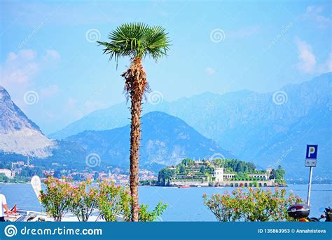 Maggiore Lake Scenic View Isola Bellaalps Mountains Italy Stock Image