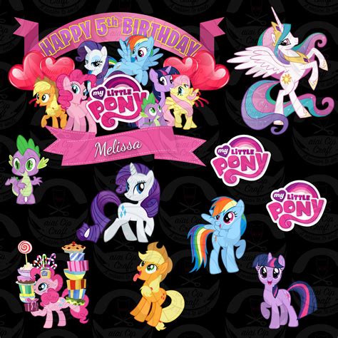 Custom My Little Pony Cake Topper Digital Template V2 My Little Pony