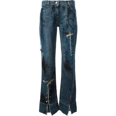 Dolce Gabbana Vintage Distressed Safety Pin Detail Jeans Liked On Polyvore Featuring