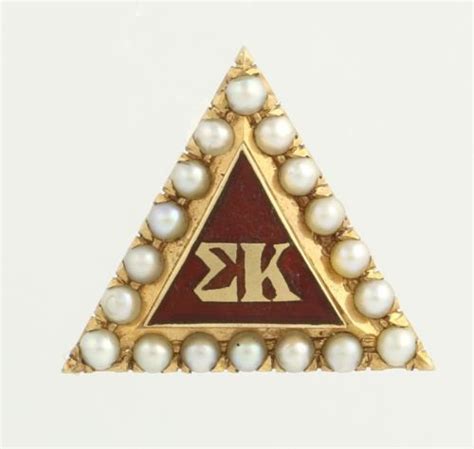 Sigma Kappa Sorority Badge Pin 10k Yellow Gold Genuine Seed Pearls