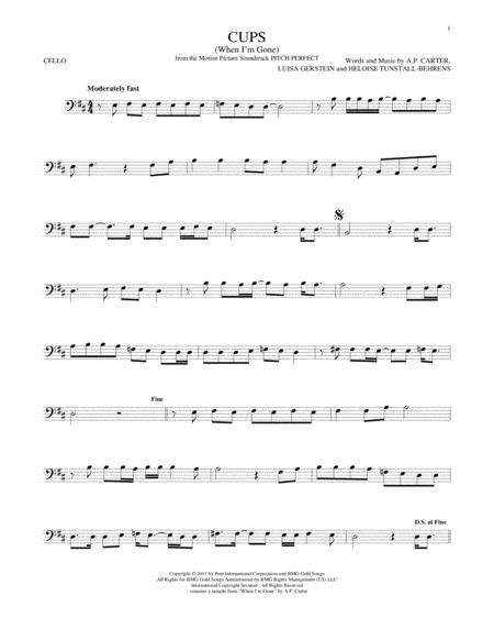 Cups When Im Gone By Anna Kendrick Digital Sheet Music For Cello