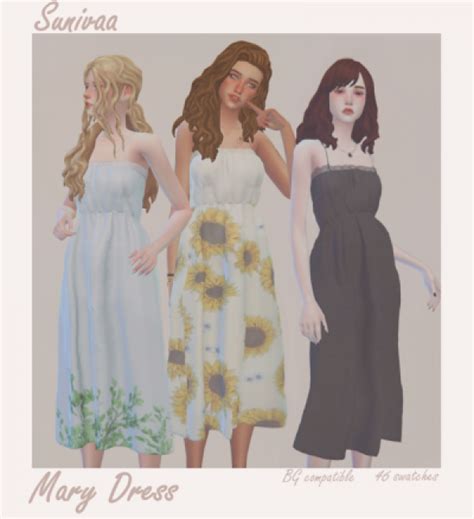 Mary Dress By Sunivaa The Sims 4 Sims 4 Mods Clothes Sims 4 Mary