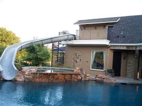 Slide From Deck Into Pool Pool Houses Pool Water Slide Swimming