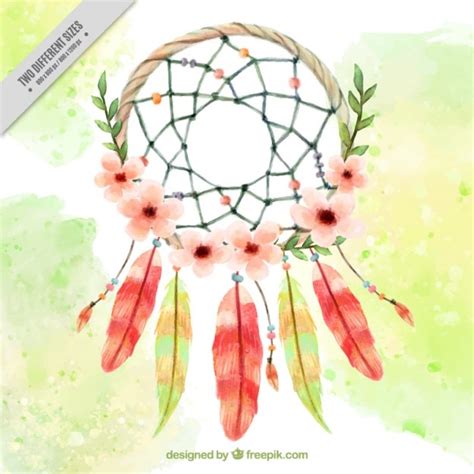 Watercolor Floral Dreamcatcher Background Free Vector