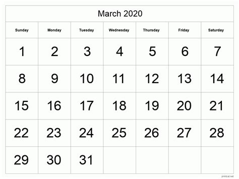 Printable March 2020 Calendar Free Printable Calendars