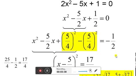 MÉtodo De CompletaciÓn De Cuadrados En Una EcuaciÓn CuadrÁtica SoluciÓn