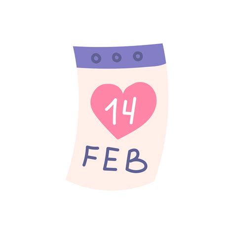 Calendar February 14 Valentines Day Vector Flat Illustration 4939221