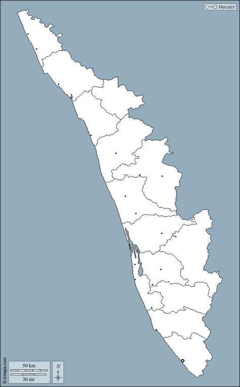 Maybe you would like to learn more about one of these? Kerala free map, free blank map, free outline map, free base map outline, districts, main cities