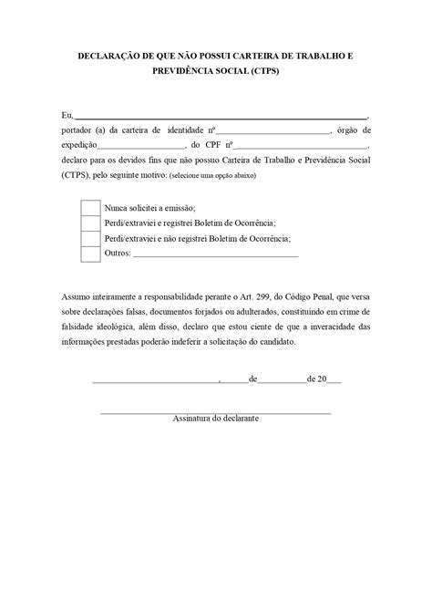 Declaração De Ausencia Do Trabalho