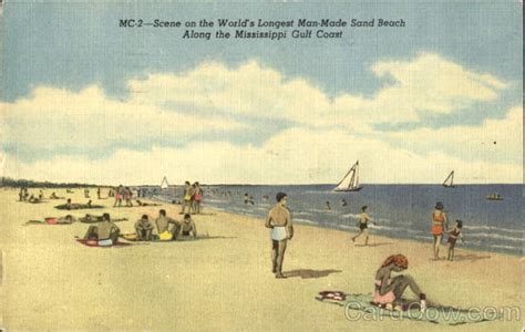 Scene On The Worlds Longest Man Made Sand Beach Scenic Ms