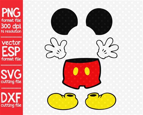 Mickey Mouse Body Parts Clipart Svg Cutting By Anythingincards