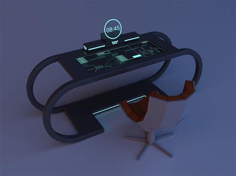Sci Fi Futuristic Table And Chair 3d Model By Malibusan