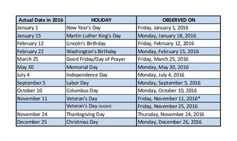 Holiday Schedule Template 20 Free Sample Example Documents Download