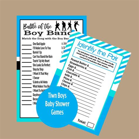 Twins Boys Baby Shower Games Baby Shower Games Song Trivia Etsy