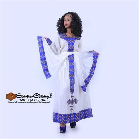 Eritrean Traditional Zuria Online Handwoven Fabric Hand Embroidered Includes Netelashawl Made