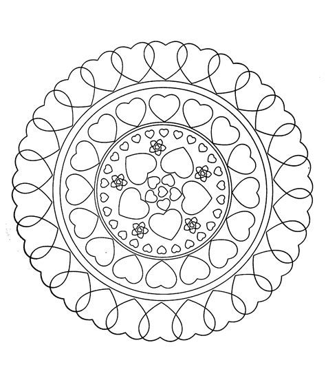 Mandalas Coloring Pages For Adults Free Mandala To Color Hearts Love