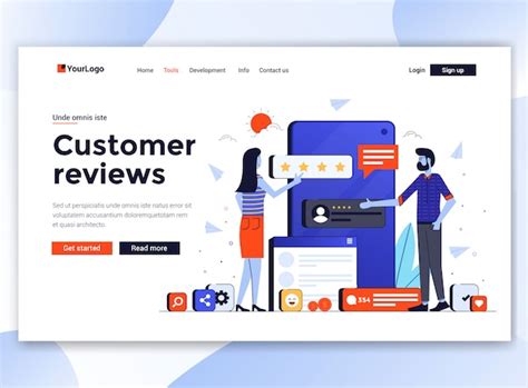 Modern Of Website Template Customer Reviews Premium Vector