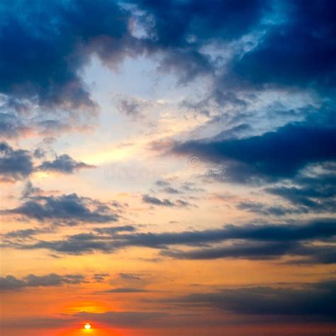 Cloudy Sky And Bright Sun Rise Over The Horizon Stock Image Image Of
