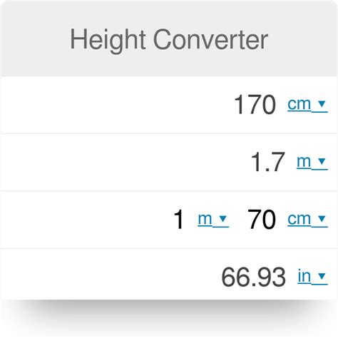 Height Conversion Table Feet To Meters