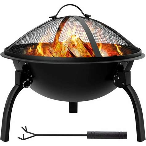 Portable Folding Fire Pit Outdoor Wood Burning 22in Firebowl Fireplace