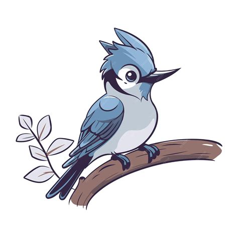 Premium Vector Cartoon Blue Tit Bird On Branch Isolated On White
