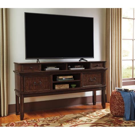Ashley furniture gavelston 60 tv stand with led fireplace in black. W478-68 Ashley Furniture Woodboro Extra Large Tv Stand