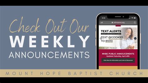 Weekly Church Announcements May 24 2020 Mount Hope Baptist Church