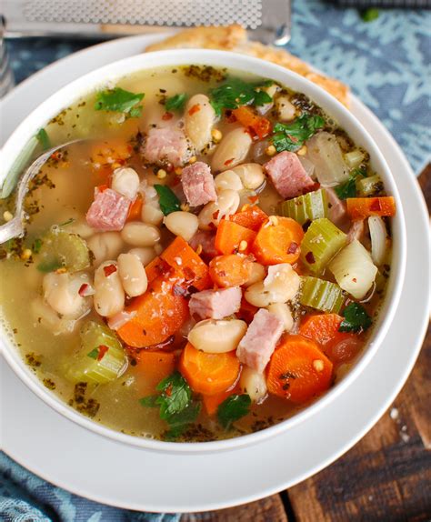 Recipe for white bean and ham soup. White Bean Soup and Ham Image 1 - A Cedar Spoon
