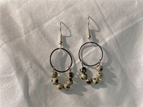 Earrings Marbles And Circle Etsy