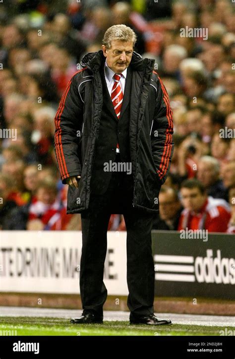 Liverpool Manager Roy Hodgson Reacts During Their English League Cup