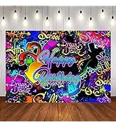 Amazon Com Avezano Graffiti S S Birthday Backdrop Retro Hip Hop Birthday Party