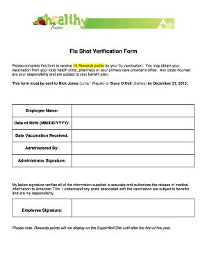 Flu Shot Form Fill Online Printable Fillable Blank PdfFiller