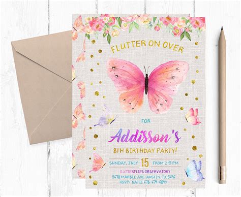 Butterfly Invitations Butterfly Invitation Butterfly Etsy Fiesta De Cumpleaños De Mariposa